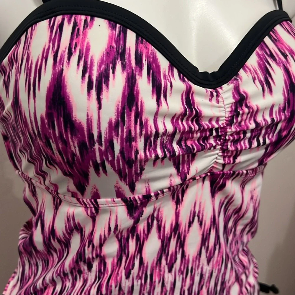 Free Country Pink Purple Tankini Swim Top Sz 8/10
